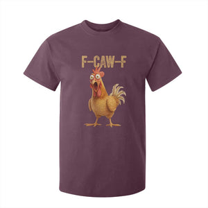 Funny F Caw F Chicken Meme Graphic T Shirt For Kid Hilarious Cartoon Poultry Humor TS02 Maroon Print Your Wear