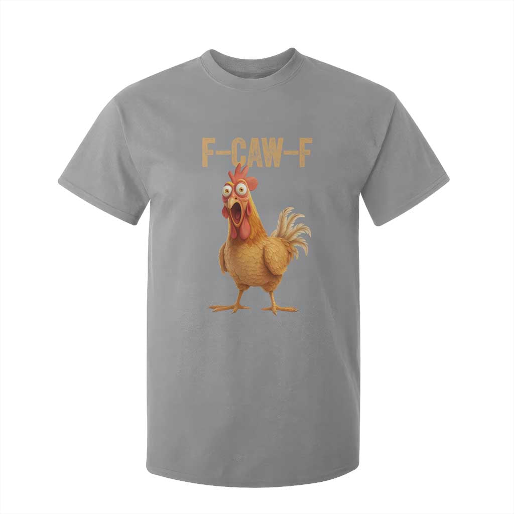 Funny F Caw F Chicken Meme Graphic T Shirt For Kid Hilarious Cartoon Poultry Humor TS02 Sport Gray Print Your Wear