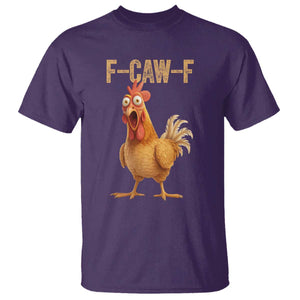 Funny F Caw F Chicken Meme Graphic T Shirt - Hilarious Cartoon Poultry Humor TS02 Purple Print Your Wear