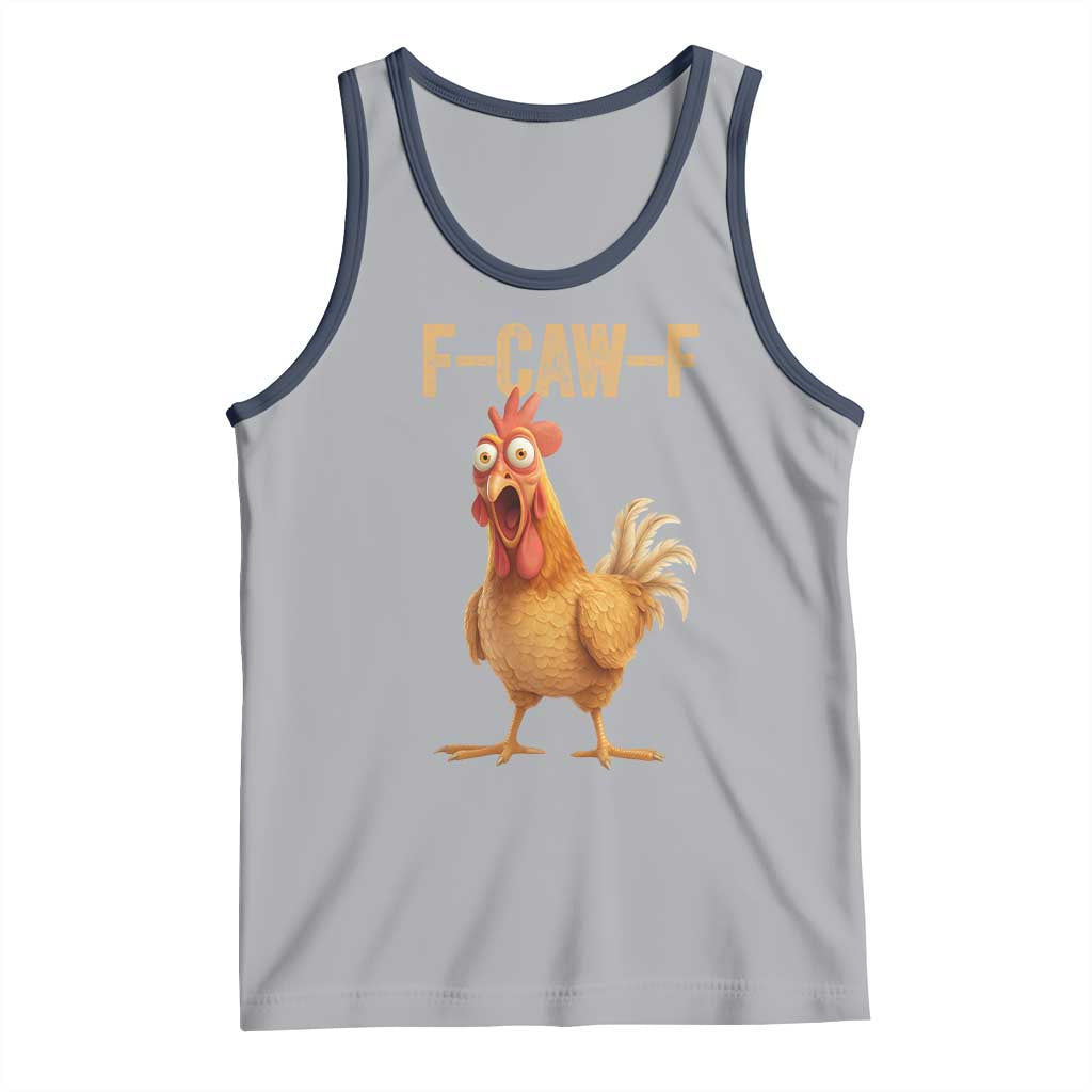 Funny F Caw F Chicken Meme Graphic Tank Top Hilarious Cartoon Poultry Humor TS02 Athletic Heather Navy Print Your Wear