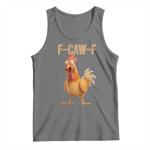 Funny F Caw F Chicken Meme Graphic Tank Top Hilarious Cartoon Poultry Humor TS02 Black Heather Print Your Wear