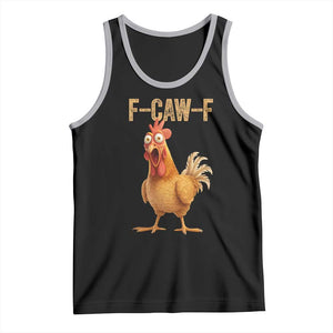 Funny F Caw F Chicken Meme Graphic Tank Top Hilarious Cartoon Poultry Humor TS02 Black Athletic Heather Print Your Wear
