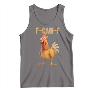 Funny F Caw F Chicken Meme Graphic Tank Top Hilarious Cartoon Poultry Humor TS02 Deep Heather Print Your Wear