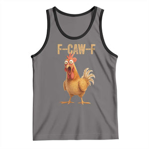 Funny F Caw F Chicken Meme Graphic Tank Top Hilarious Cartoon Poultry Humor TS02 Deep Heather Black Print Your Wear