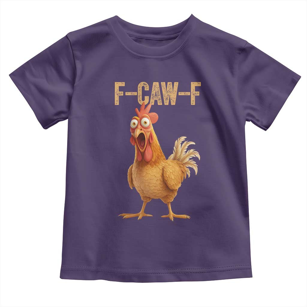 Funny F Caw F Chicken Meme Graphic Toddler T Shirt Hilarious Cartoon Poultry Humor TS02 Purple Print Your Wear