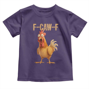 Funny F Caw F Chicken Meme Graphic Toddler T Shirt Hilarious Cartoon Poultry Humor TS02 Purple Print Your Wear