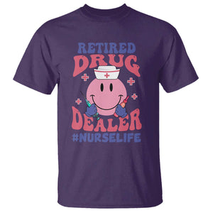 Funny Retired Drug Dealer T Shirt Retro Nurse Life Retirement Gift for Healthcare Workers TS02 Purple Print Your Wear