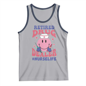 Funny Retired Drug Dealer Tank Top Retro Nurse Life Retirement Gift for Healthcare Workers TS02 Athletic Heather Navy Print Your Wear