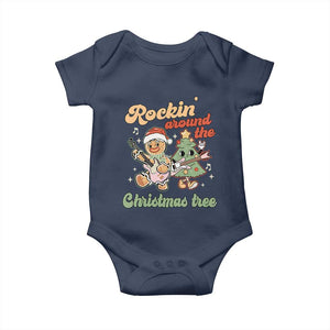 Groovy Christmas Baby Onesie Rockin' Around The Xmas Tree Groovy Gingerbread Man TS02 Navy Print Your Wear