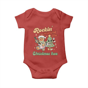 Groovy Christmas Baby Onesie Rockin' Around The Xmas Tree Groovy Gingerbread Man TS02 Red Print Your Wear