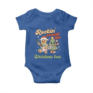 Groovy Christmas Baby Onesie Rockin' Around The Xmas Tree Groovy Gingerbread Man TS02 Royal Blue Print Your Wear