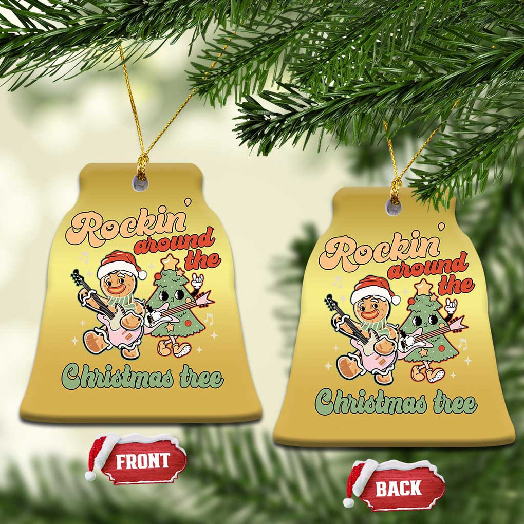 Groovy Christmas Christmas Ornament Rockin' Around The Xmas Tree Groovy Gingerbread Man TS02 Bell Flake Gold Print Your Wear
