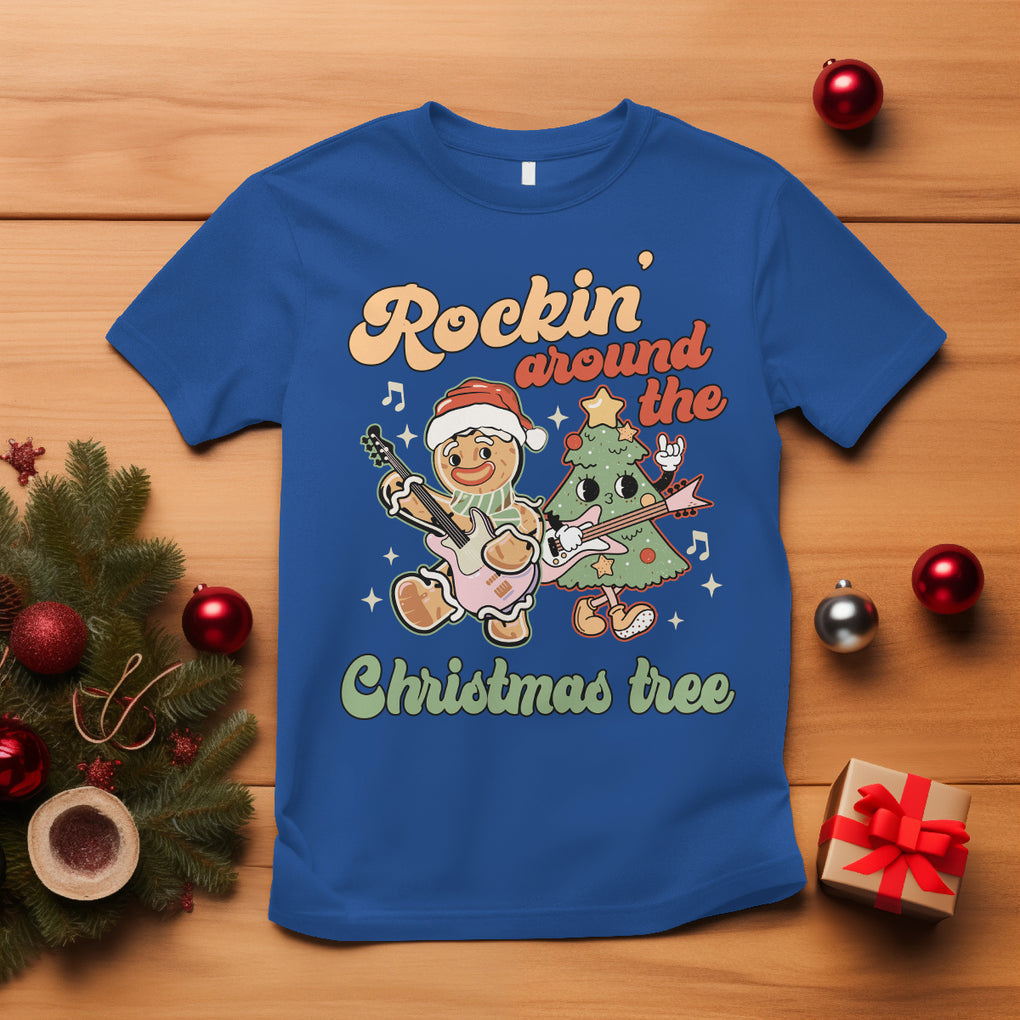 Groovy Christmas T Shirt Rockin' Around The Xmas Tree Groovy Gingerbread Man TS02 Royal Blue Printyourwear