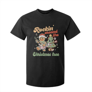 Groovy Christmas T Shirt For Kid Rockin' Around The Xmas Tree Groovy Gingerbread Man TS02 Black Print Your Wear