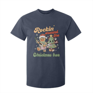 Groovy Christmas T Shirt For Kid Rockin' Around The Xmas Tree Groovy Gingerbread Man TS02 Navy Print Your Wear