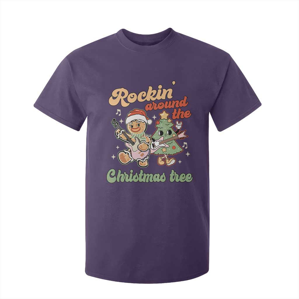 Groovy Christmas T Shirt For Kid Rockin' Around The Xmas Tree Groovy Gingerbread Man TS02 Purple Print Your Wear