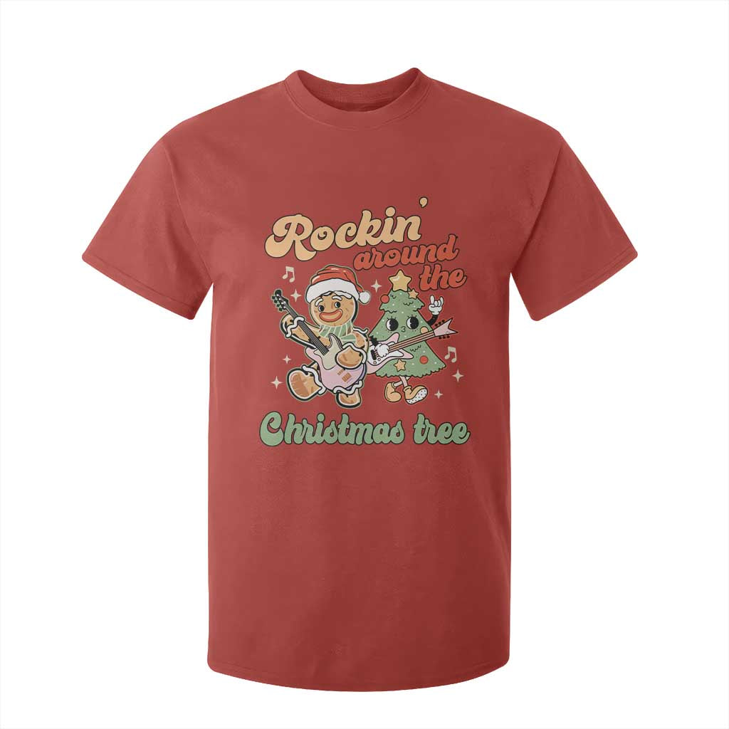 Groovy Christmas T Shirt For Kid Rockin' Around The Xmas Tree Groovy Gingerbread Man TS02 Red Print Your Wear