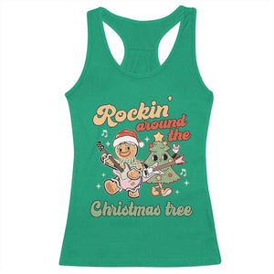 Groovy Christmas Racerback Tank Top Rockin' Around The Xmas Tree Groovy Gingerbread Man TS02 Irish Green Print Your Wear
