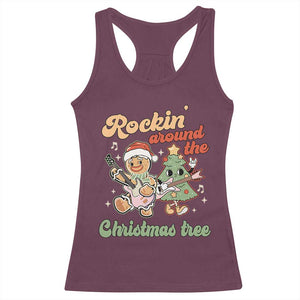 Groovy Christmas Racerback Tank Top Rockin' Around The Xmas Tree Groovy Gingerbread Man TS02 Maroon Print Your Wear