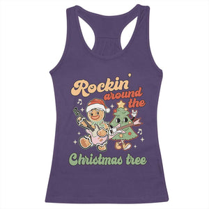 Groovy Christmas Racerback Tank Top Rockin' Around The Xmas Tree Groovy Gingerbread Man TS02 Purple Print Your Wear