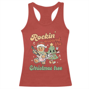 Groovy Christmas Racerback Tank Top Rockin' Around The Xmas Tree Groovy Gingerbread Man TS02 Red Print Your Wear