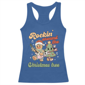 Groovy Christmas Racerback Tank Top Rockin' Around The Xmas Tree Groovy Gingerbread Man TS02 Royal Blue Print Your Wear