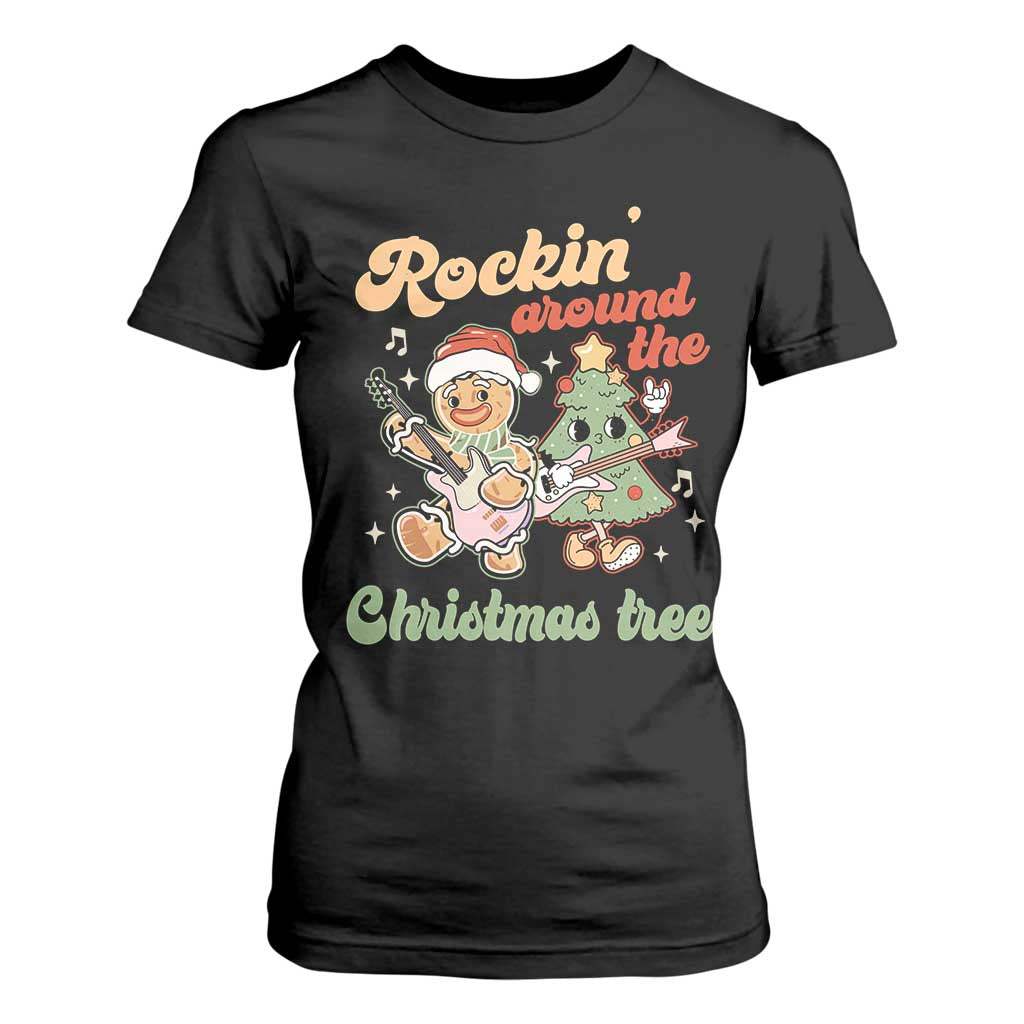 Groovy Christmas T Shirt For Women Rockin' Around The Xmas Tree Groovy Gingerbread Man TS02 Black Print Your Wear