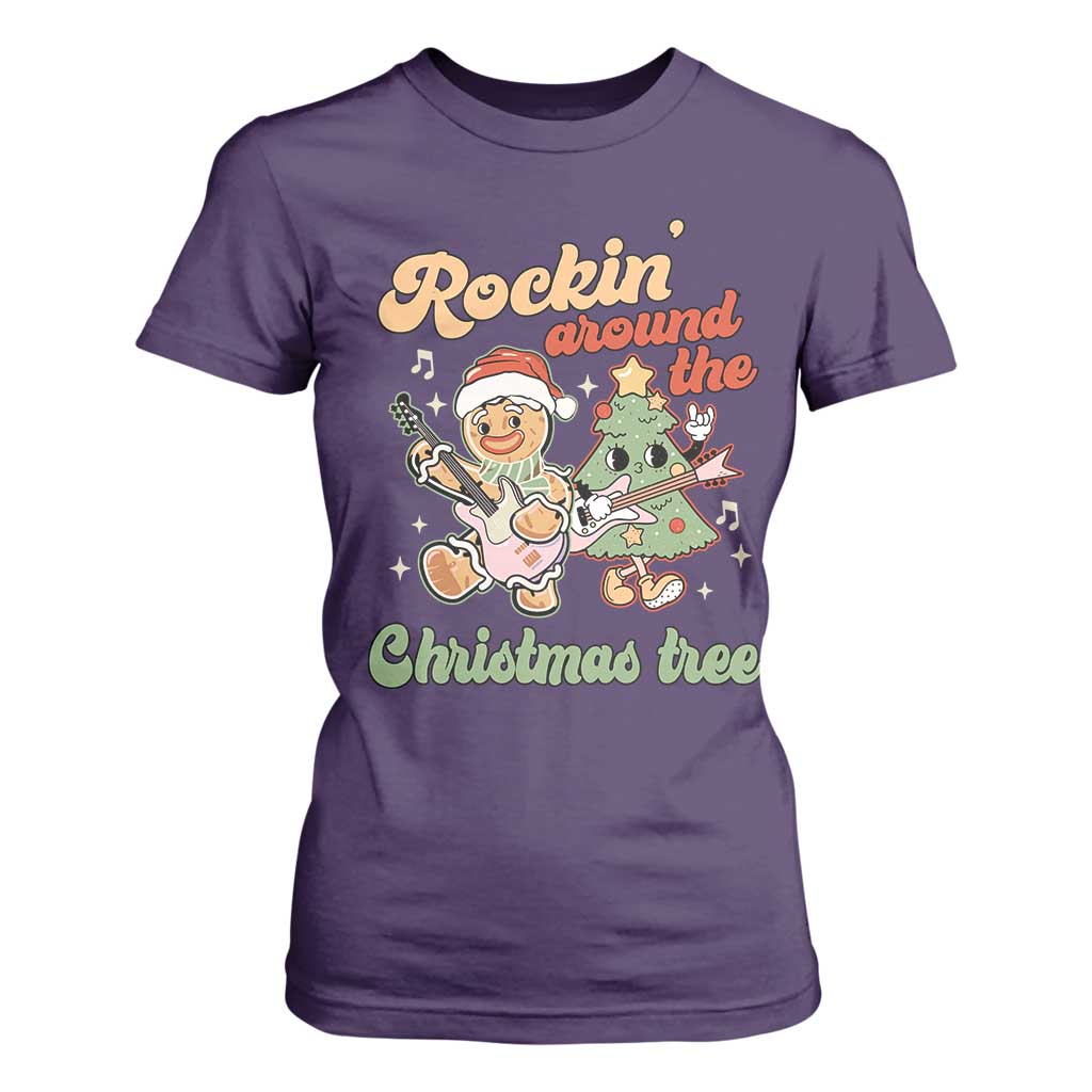 Groovy Christmas T Shirt For Women Rockin' Around The Xmas Tree Groovy Gingerbread Man TS02 Purple Print Your Wear