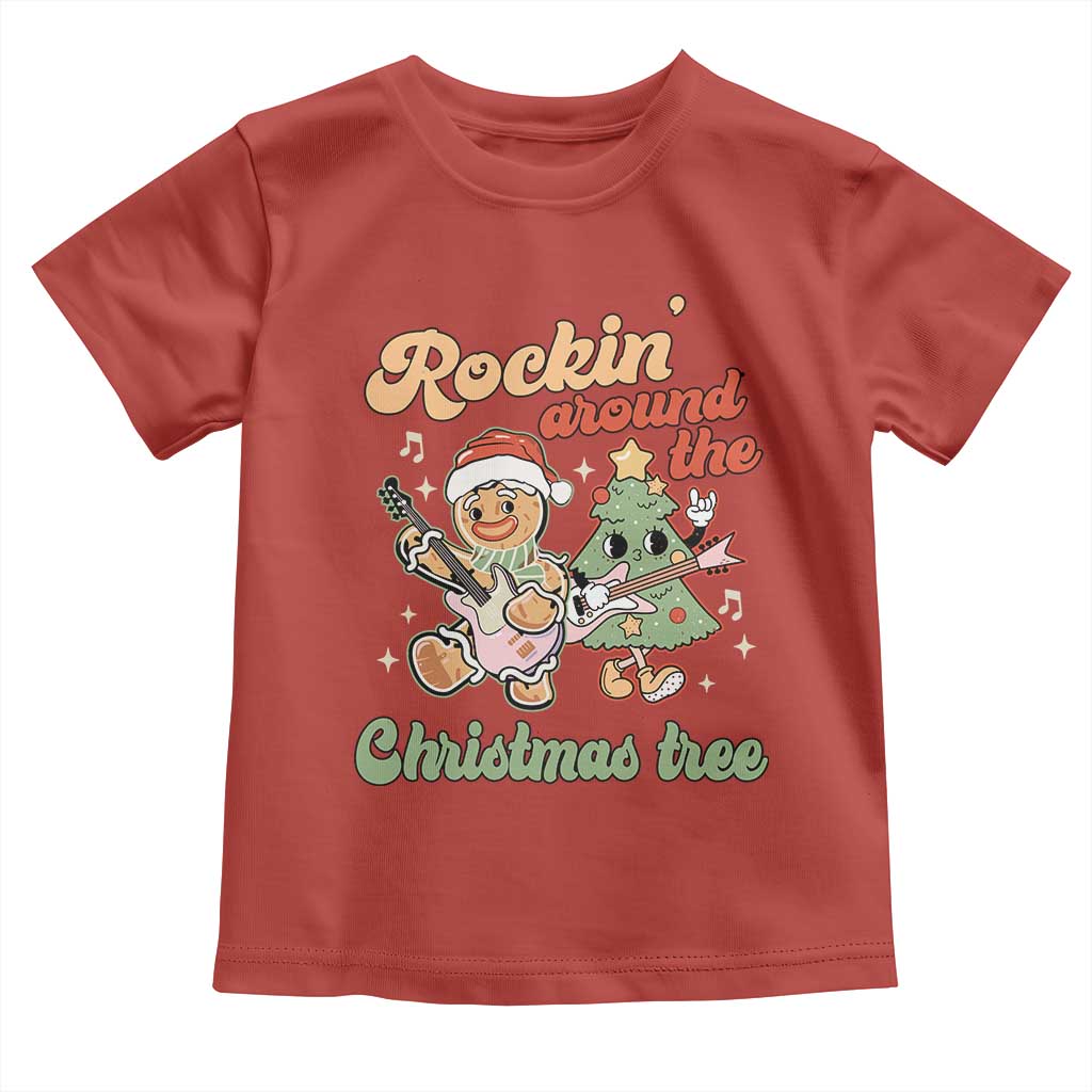 Groovy Christmas Toddler T Shirt Rockin' Around The Xmas Tree Groovy Gingerbread Man TS02 Red Print Your Wear