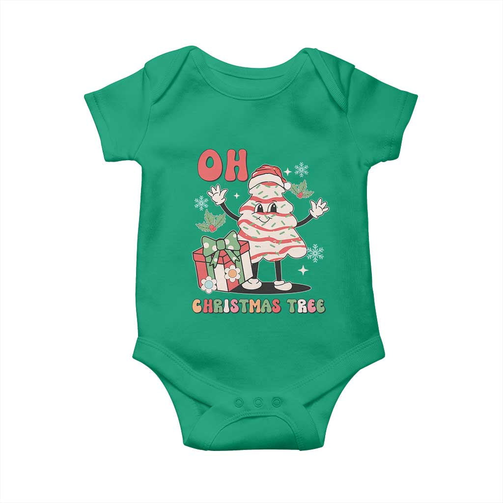 Oh Christmas Tree Retro Groovy Baby Onesie TS02 Irish Green Print Your Wear