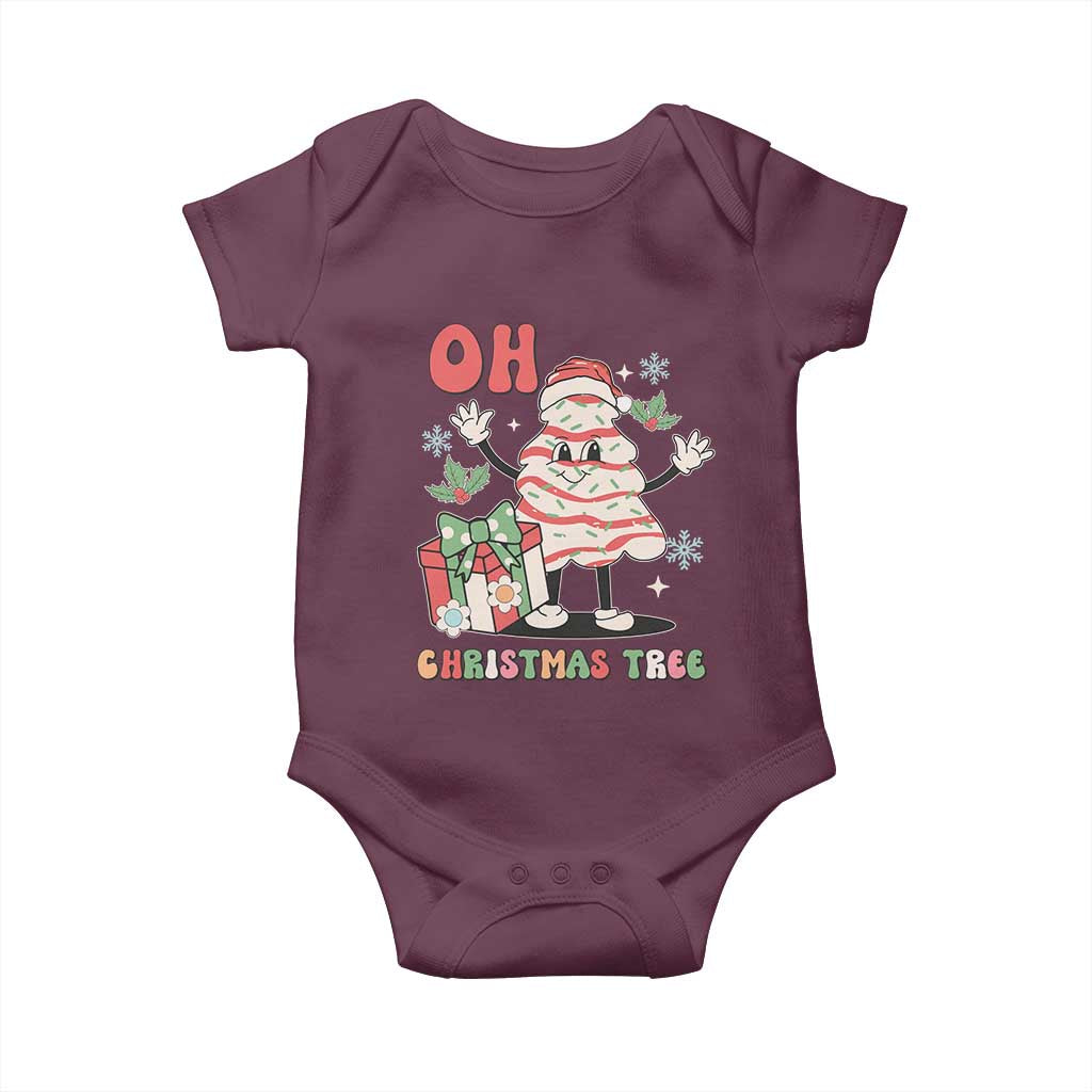 Oh Christmas Tree Retro Groovy Baby Onesie TS02 Maroon Print Your Wear