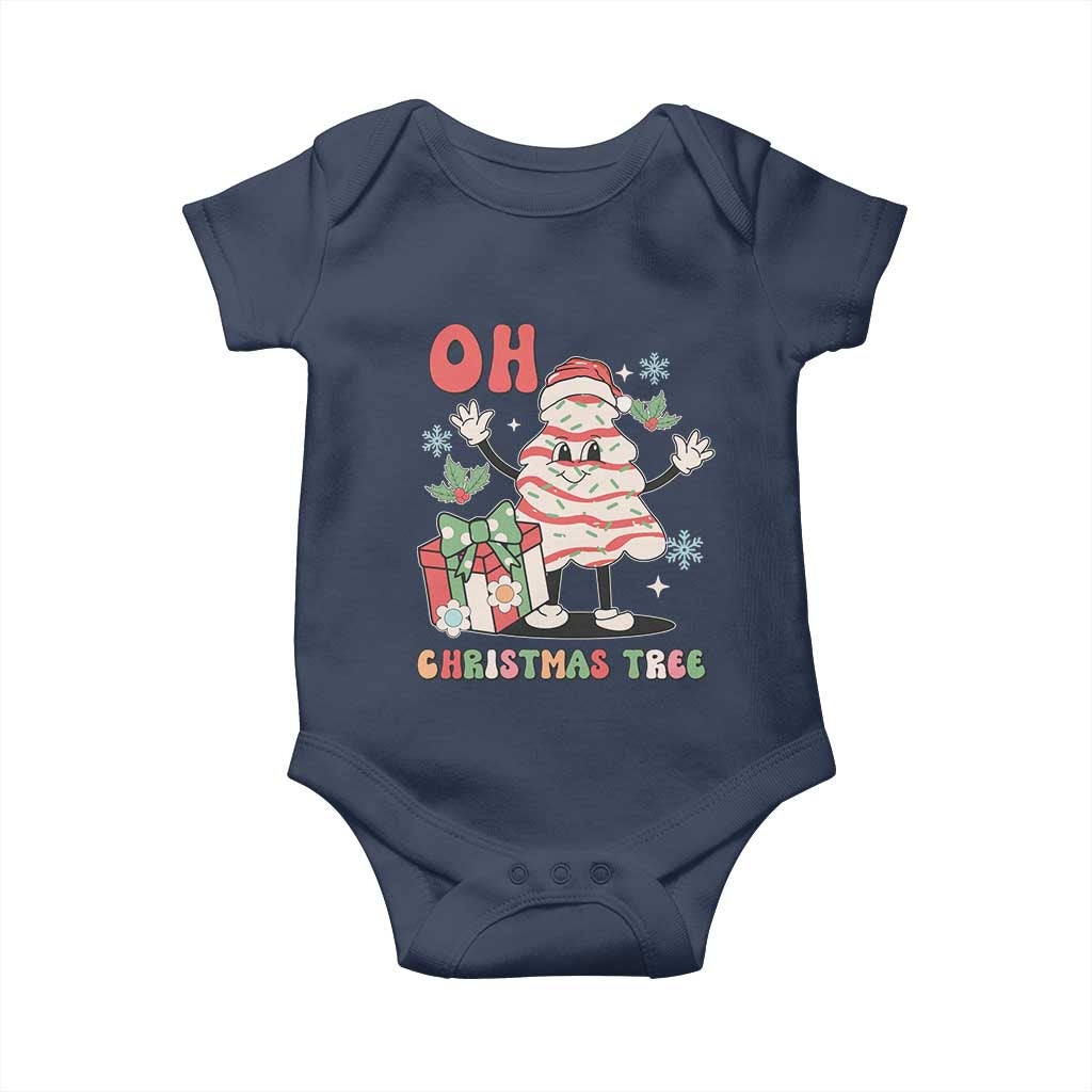 Oh Christmas Tree Retro Groovy Baby Onesie TS02 Navy Print Your Wear