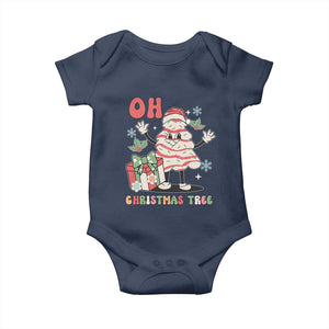 Oh Christmas Tree Retro Groovy Baby Onesie TS02 Navy Print Your Wear