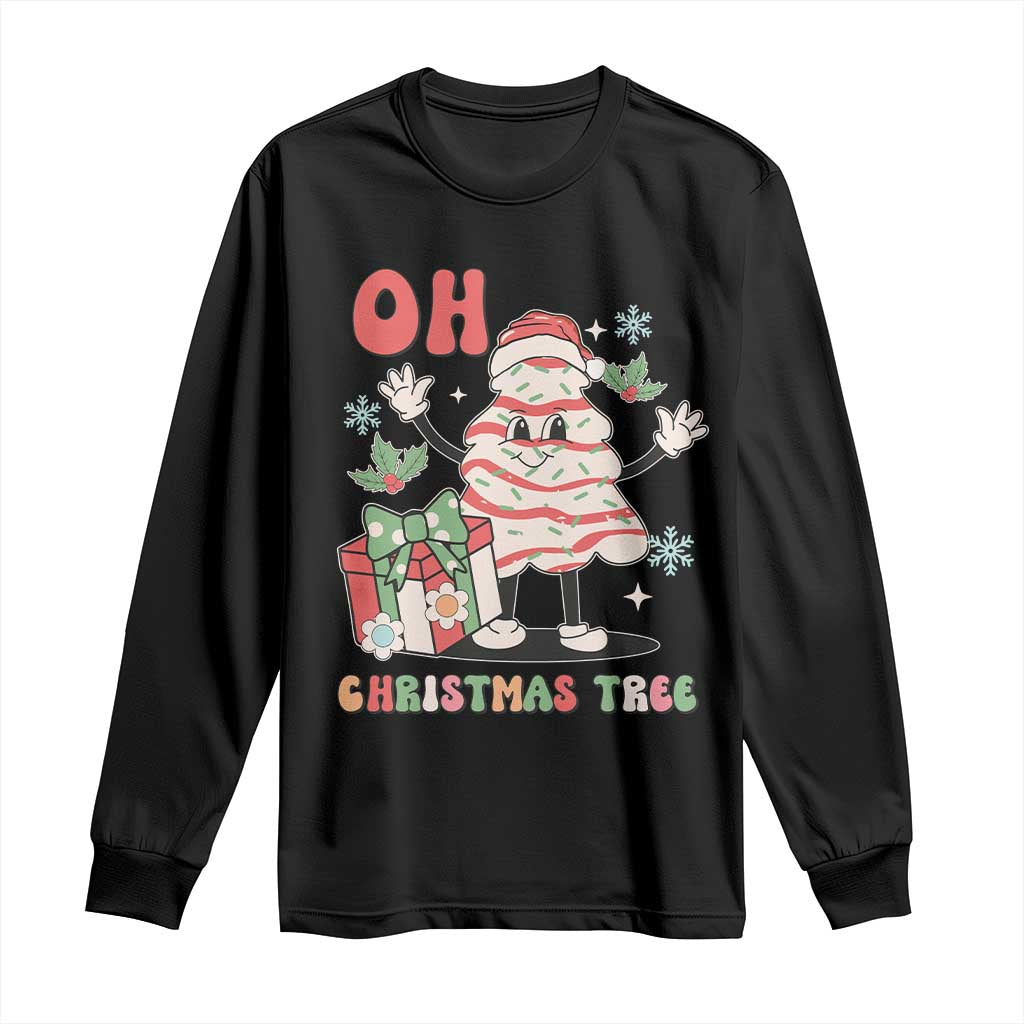 Oh Christmas Tree Retro Groovy Long Sleeve Shirt TS02 Black Print Your Wear