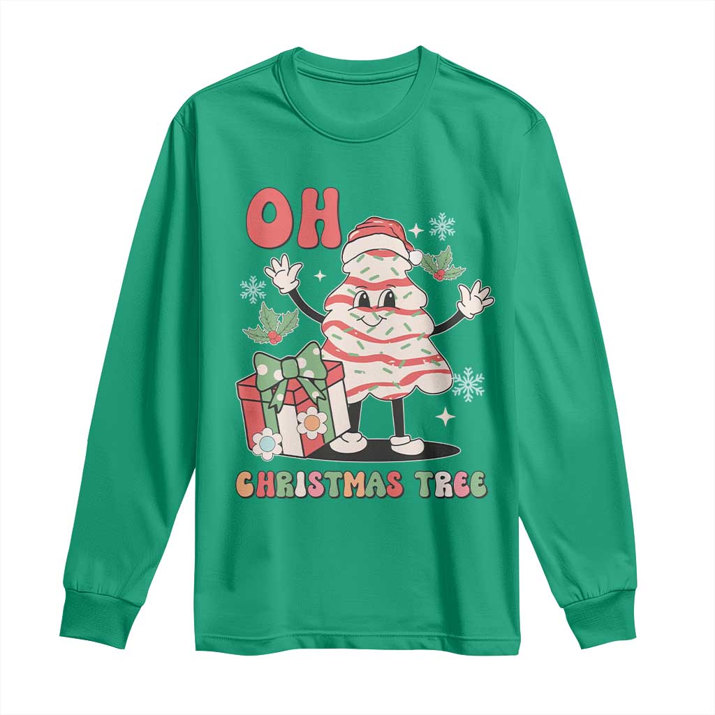 Oh Christmas Tree Retro Groovy Long Sleeve Shirt TS02 Irish Green Print Your Wear