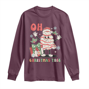 Oh Christmas Tree Retro Groovy Long Sleeve Shirt TS02 Maroon Print Your Wear