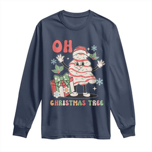 Oh Christmas Tree Retro Groovy Long Sleeve Shirt TS02 Navy Print Your Wear