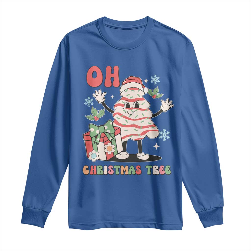 Oh Christmas Tree Retro Groovy Long Sleeve Shirt TS02 Royal Blue Print Your Wear