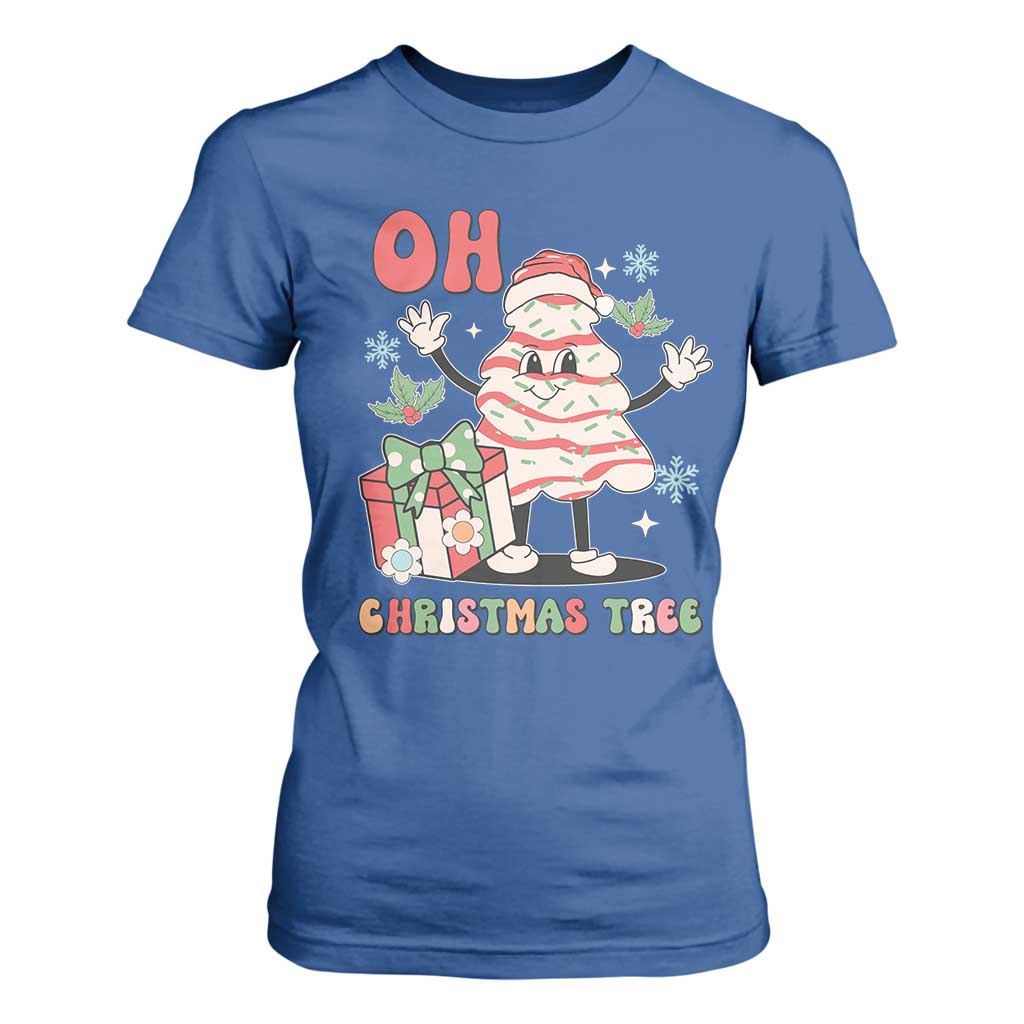 Oh Christmas Tree Retro Groovy T Shirt For Women TS02 Royal Blue Print Your Wear