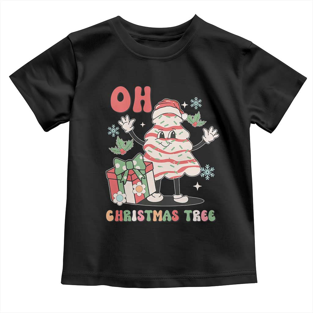 Oh Christmas Tree Retro Groovy Toddler T Shirt TS02 Black Print Your Wear