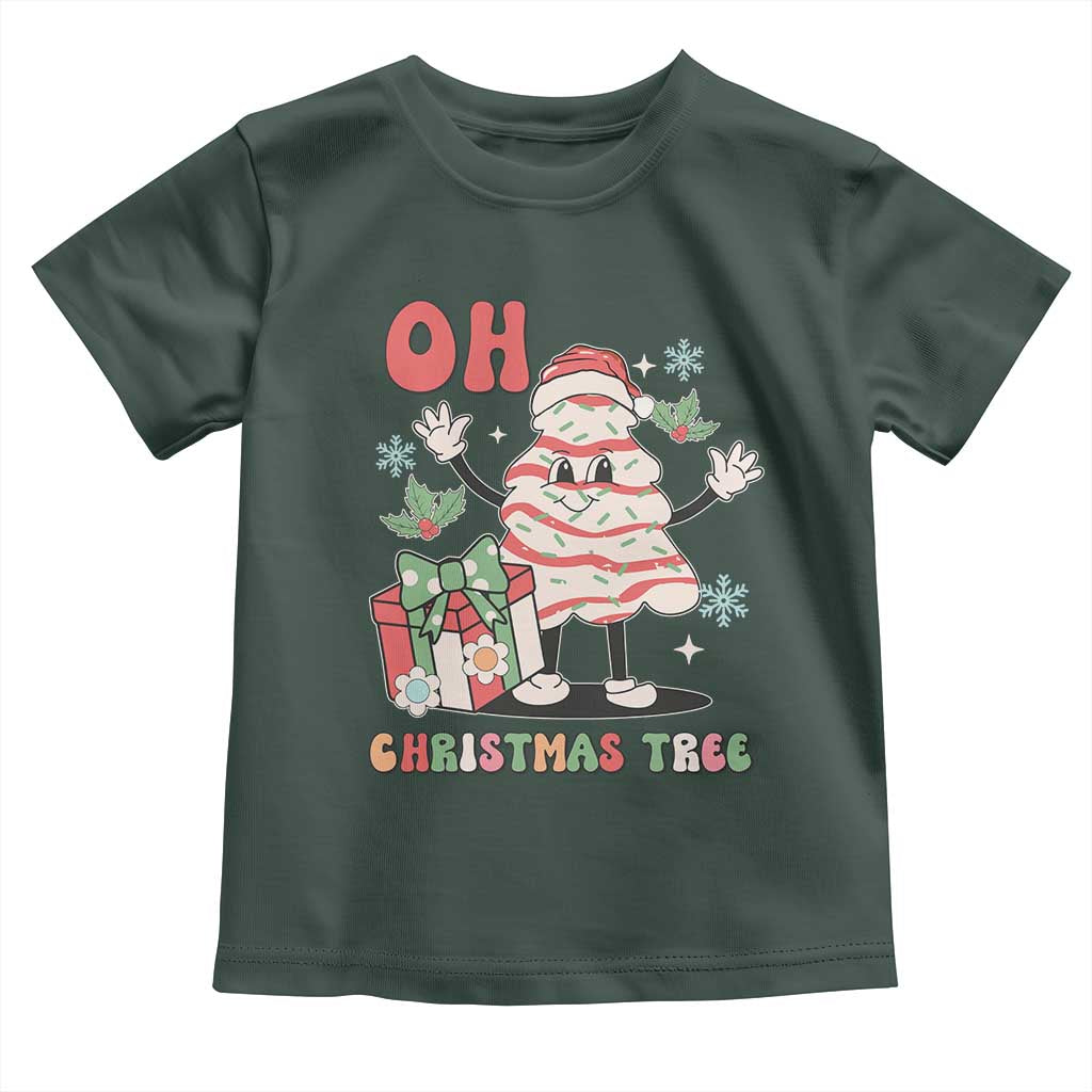 Oh Christmas Tree Retro Groovy Toddler T Shirt TS02 Dark Forest Green Print Your Wear