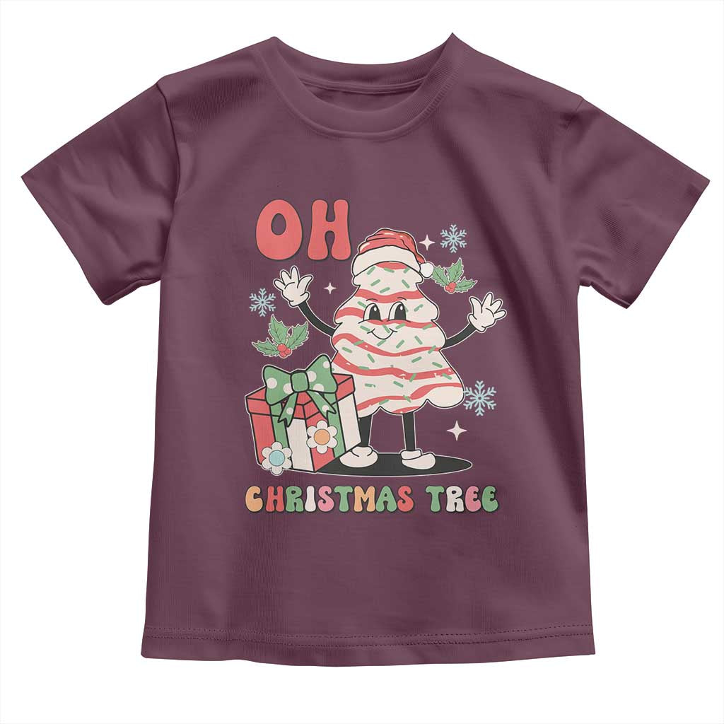Oh Christmas Tree Retro Groovy Toddler T Shirt TS02 Maroon Print Your Wear
