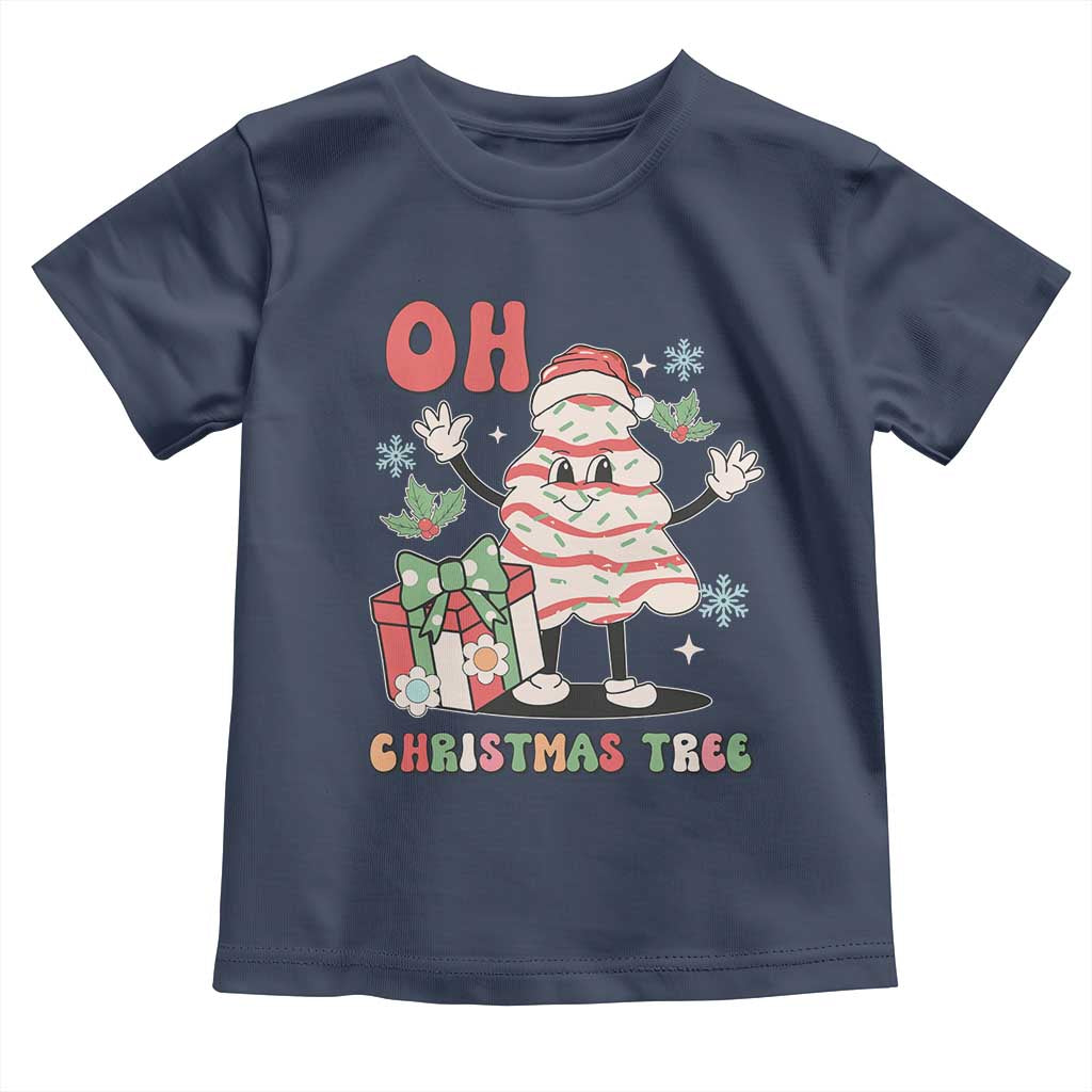 Oh Christmas Tree Retro Groovy Toddler T Shirt TS02 Navy Print Your Wear