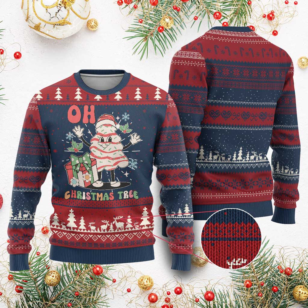 Oh Christmas Tree Retro Groovy Ugly Christmas Sweater TS02 Burgundy Print Your Wear