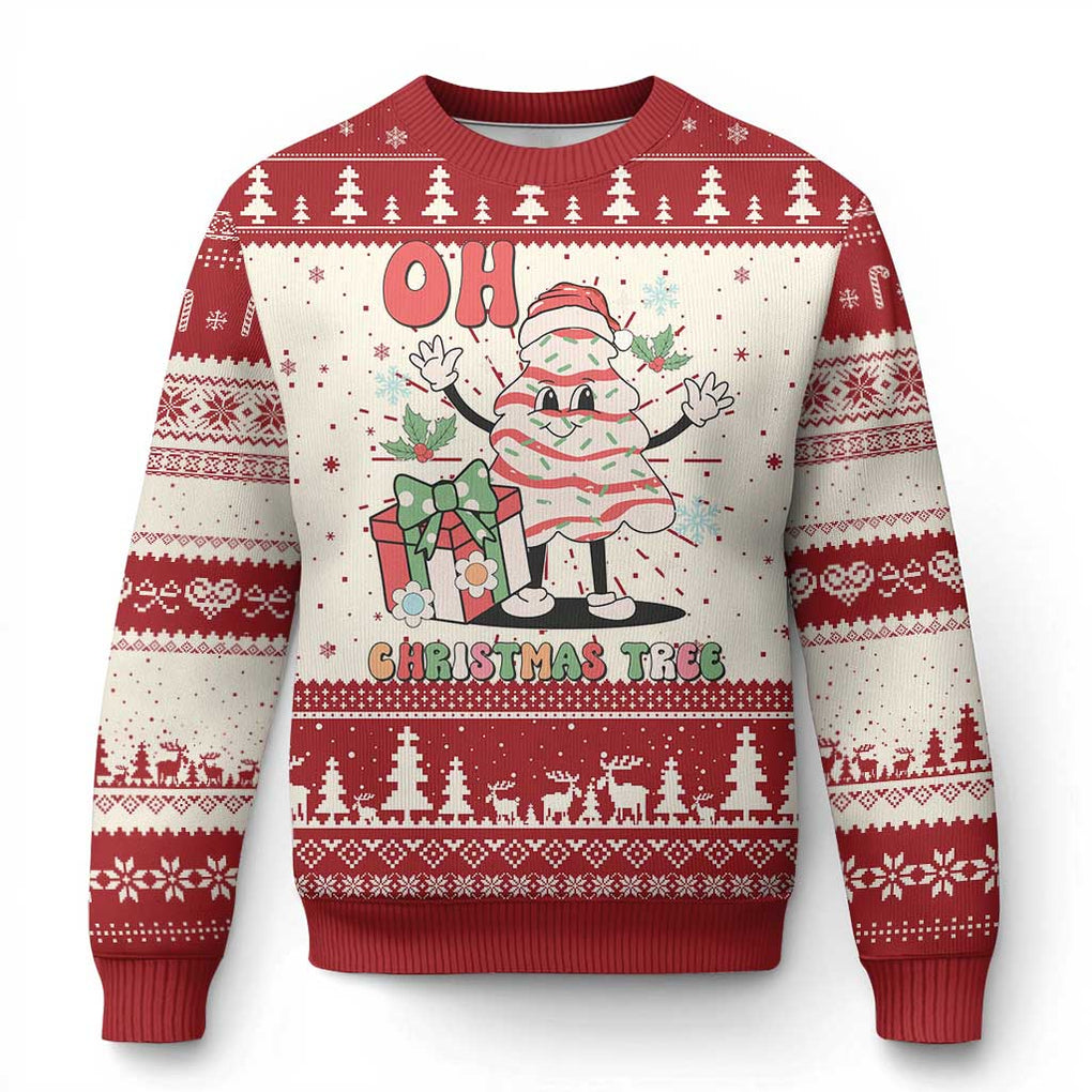 Oh Christmas Tree Retro Groovy Ugly Christmas Sweater TS02 Red Print Your Wear