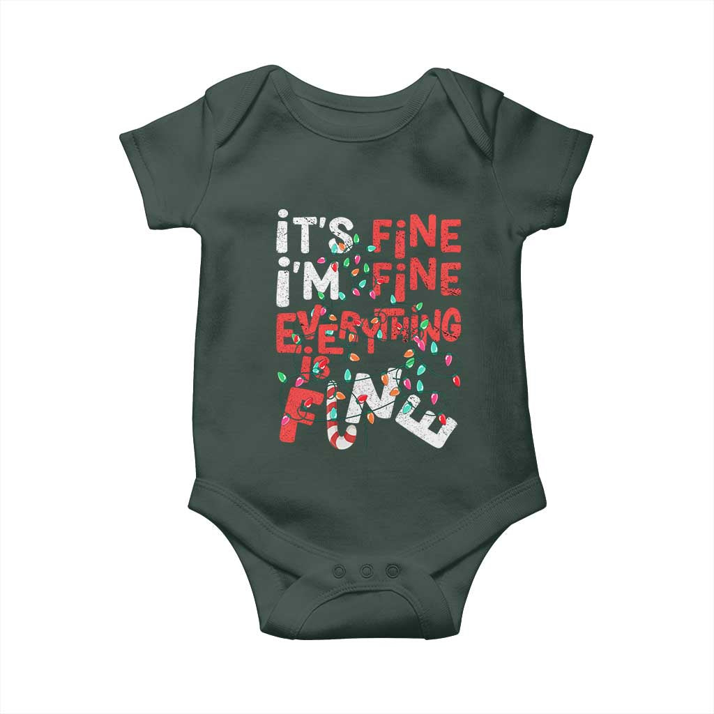 Funny Christmas Baby Onesie It's Fine I'm Fine Everthing Is Fine Xmas Lights TS02 Print Your Wear
