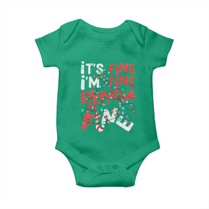 Funny Christmas Baby Onesie It's Fine I'm Fine Everthing Is Fine Xmas Lights TS02 Irish Green Print Your Wear