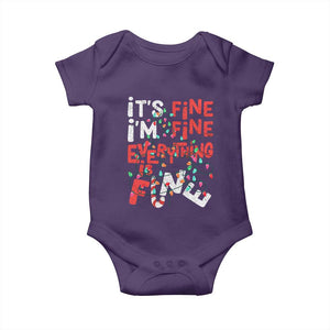 Funny Christmas Baby Onesie It's Fine I'm Fine Everthing Is Fine Xmas Lights TS02 Purple Print Your Wear