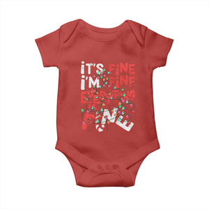 Funny Christmas Baby Onesie It's Fine I'm Fine Everthing Is Fine Xmas Lights TS02 Red Print Your Wear