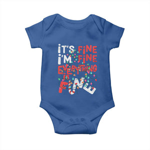 Funny Christmas Baby Onesie It's Fine I'm Fine Everthing Is Fine Xmas Lights TS02 Royal Blue Print Your Wear